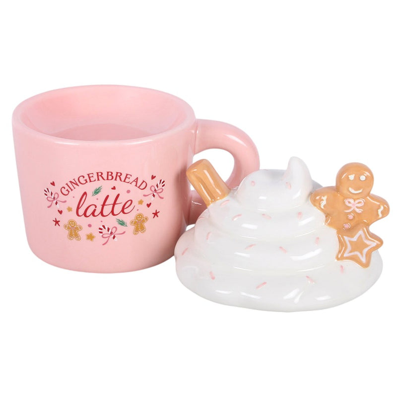 Brûle-parfum maison en céramique pain d'épices latte rose, pour fondants parfumés