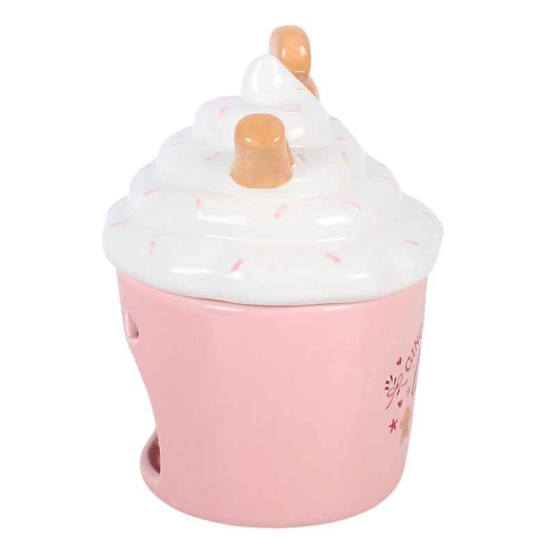 Brûle-parfum maison en céramique pain d'épices latte rose, pour fondants parfumés