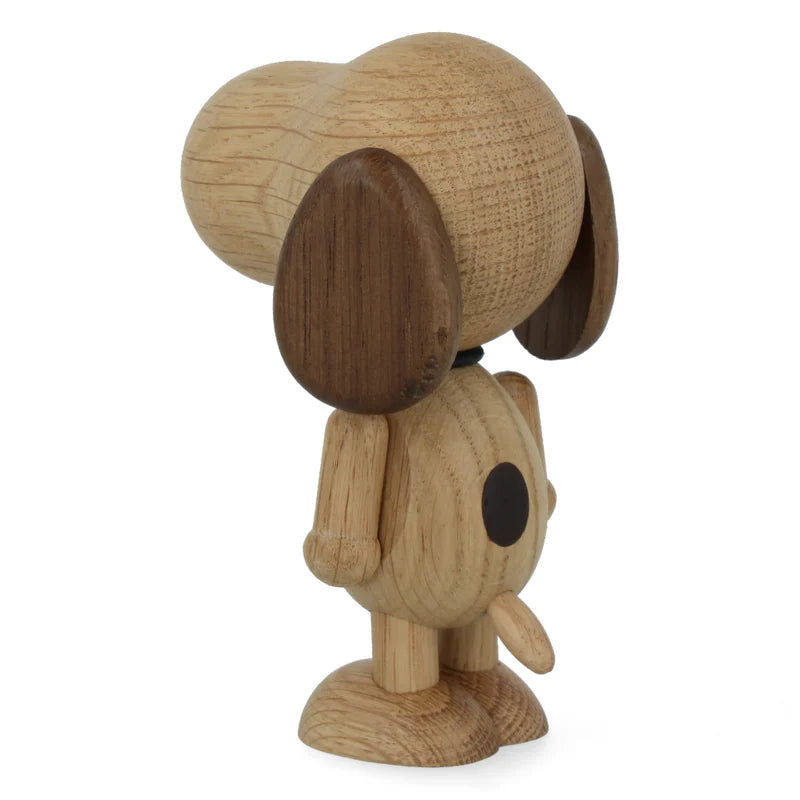 Figurine Snoopy petit modèle en chêne blanc européen, design minimaliste Boyhood, univers Peanuts