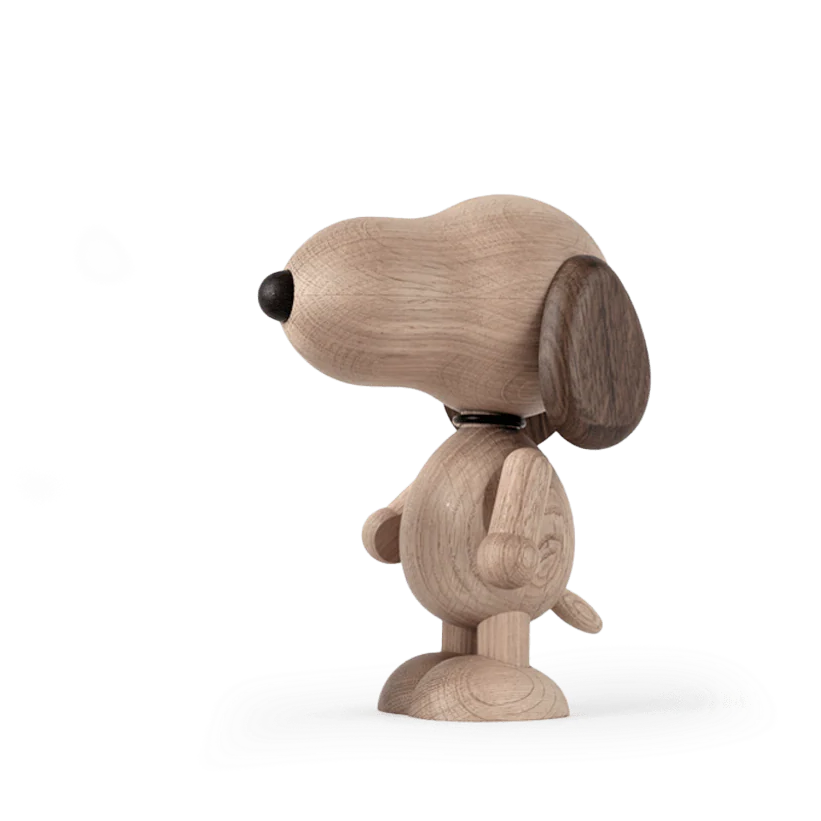 Figurine Snoopy petit modèle en chêne blanc européen, design minimaliste Boyhood, univers Peanuts
