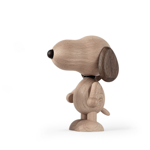Figurine Snoopy petit modèle en chêne blanc européen, design minimaliste Boyhood, univers Peanuts