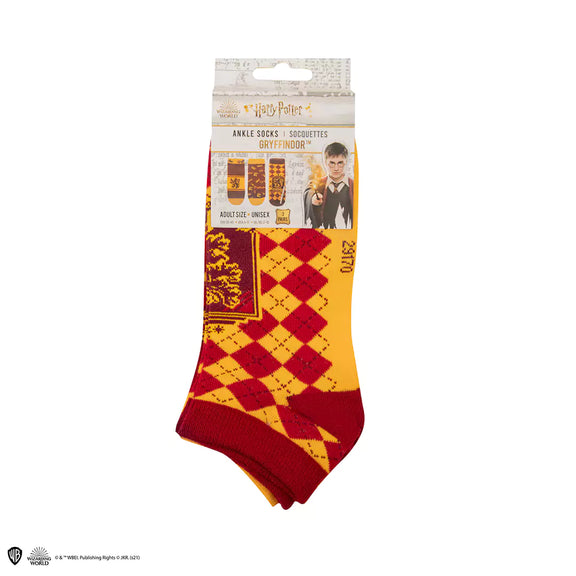 Lot de 3 paires de chaussettes Harry Potter Gryffondor rouge et or avec lion et écusson