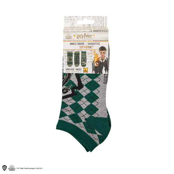Lot de 3 paires de chaussettes Harry Potter Serpentard vert et gris avec serpent et écusson