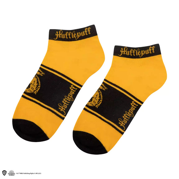 Lot de 3 paires de chaussettes Harry Potter Poufsouffle jaune et noir avec blaireau et écusson