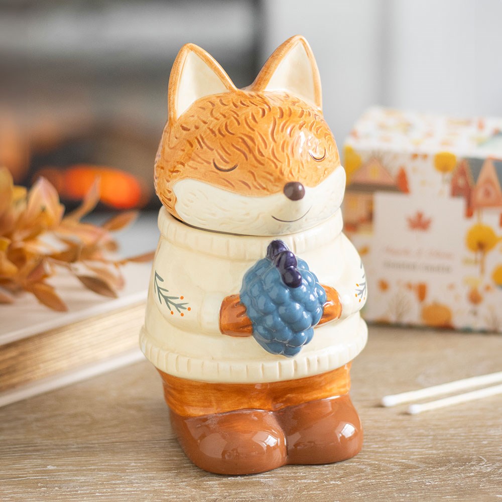 Brûle-parfum en forme de renard en céramique pour fondant parfumé et bougie chauffe-plat