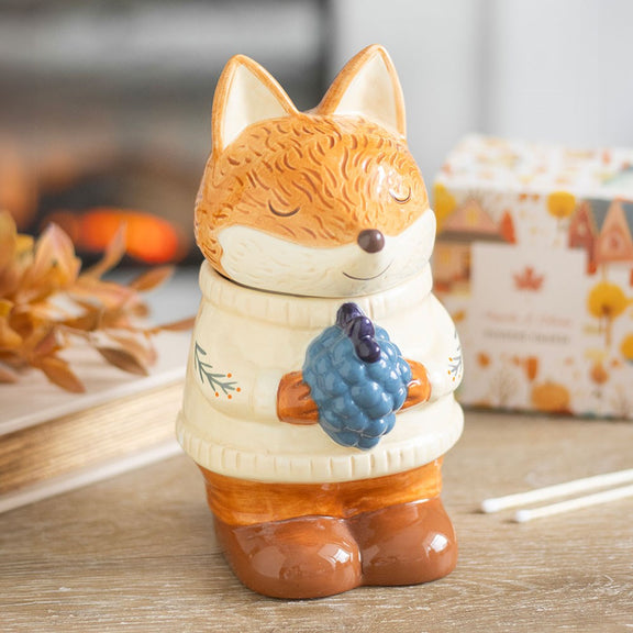 Brûle-parfum en forme de renard en céramique pour fondant parfumé et bougie chauffe-plat