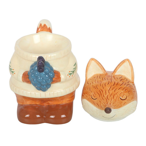 Brûle-parfum en forme de renard en céramique pour fondant parfumé et bougie chauffe-plat