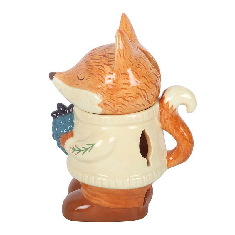 Brûle-parfum en forme de renard en céramique pour fondant parfumé et bougie chauffe-plat