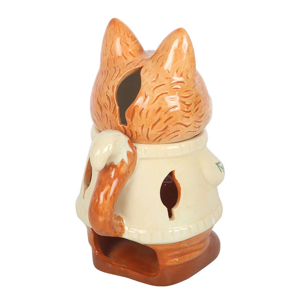 Brûle-parfum en forme de renard en céramique pour fondant parfumé et bougie chauffe-plat