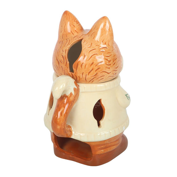 Brûle-parfum en forme de renard en céramique pour fondant parfumé et bougie chauffe-plat