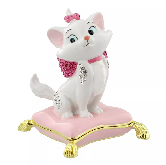 Boîte à bijoux Disney Marie des Aristochats émaillée avec strass roses et blancs