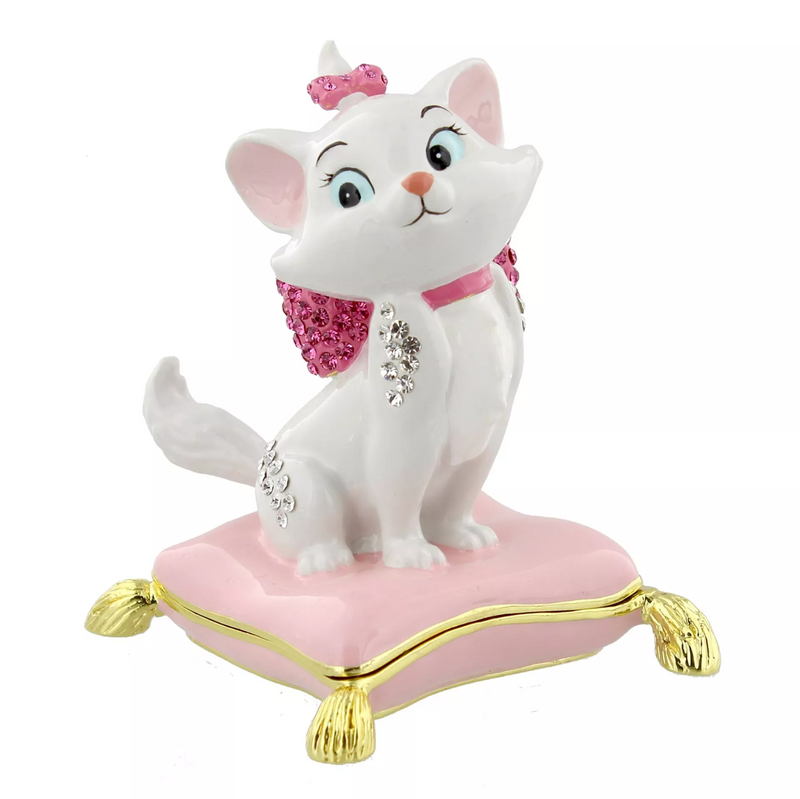 Boîte à bijoux Disney Marie des Aristochats émaillée avec strass roses et blancs
