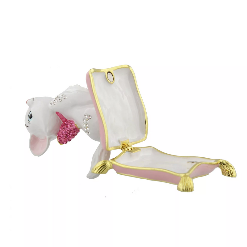 Boîte à bijoux Disney Marie des Aristochats émaillée avec strass roses et blancs