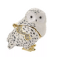 Boîte à bijoux chouette harfang des neiges en métal émaillé scintillant