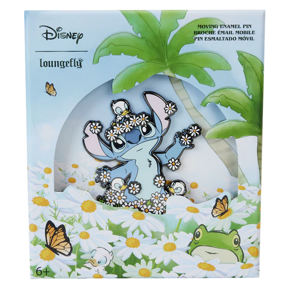 Grand pin's Disney Stitch Loungefly édition limitée avec marguerites et canetons