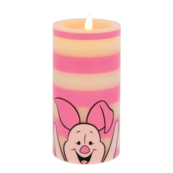 Bougie LED officielle Disney Porcinet, rayures roses et sourire attachant