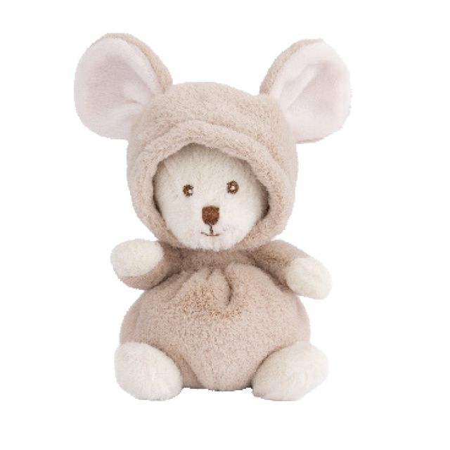 Peluche Bukowski Ziggy Mouse, ourson de 15 cm en costume de souris blanc ou gris