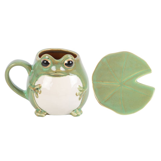 Tasse grenouille en céramique avec soucoupe nénuphar assortie