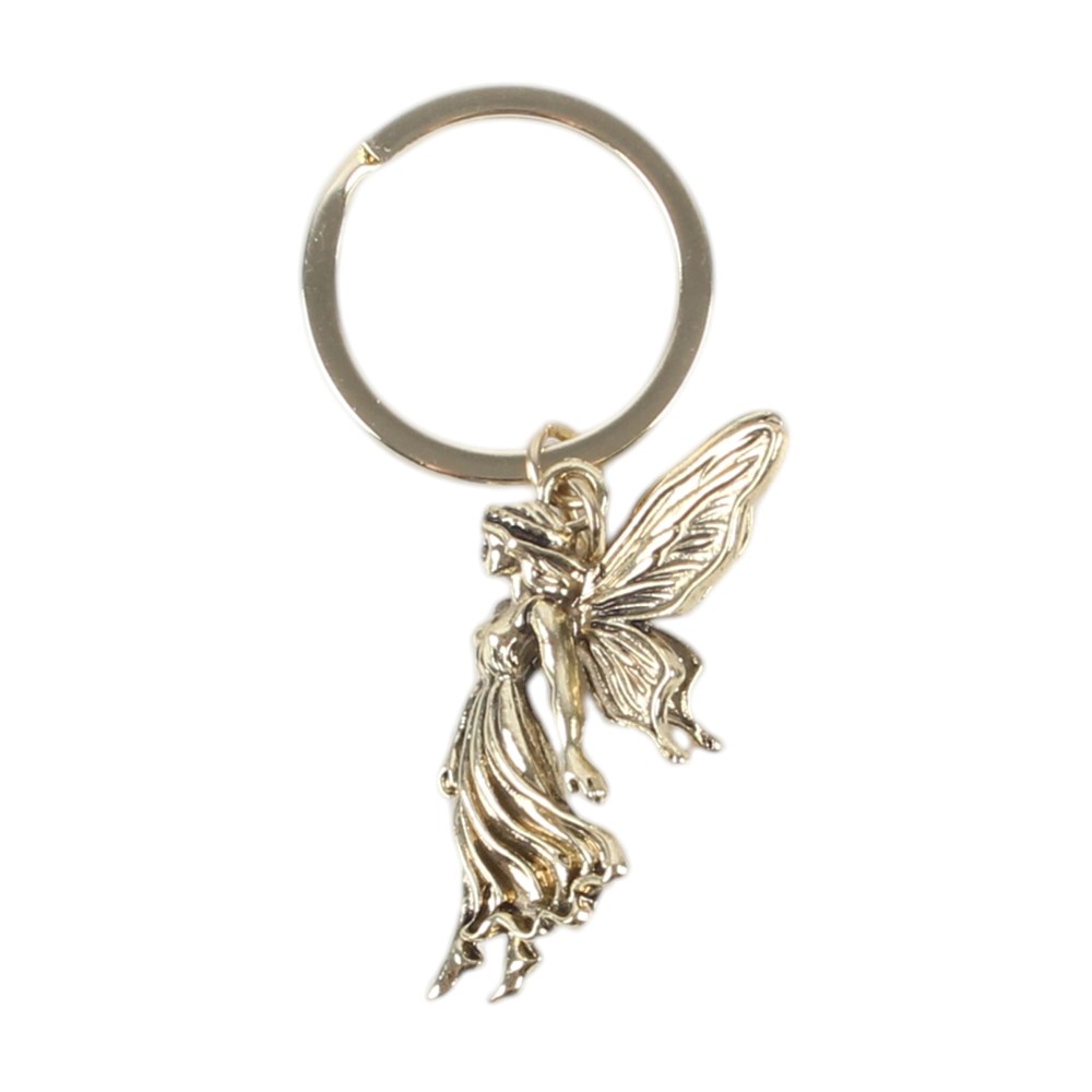 Porte-clés fée ailée Stardust Fairy en métal doré antique, style fairycore