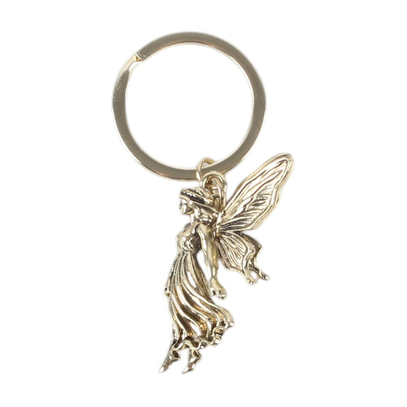 Porte-clés fée ailée Stardust Fairy en métal doré antique, style fairycore