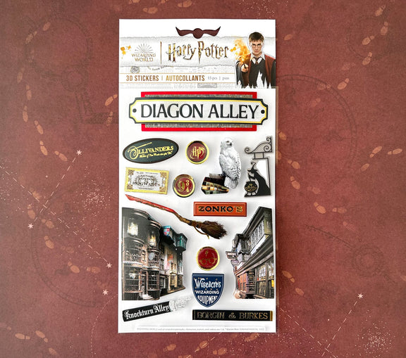 Set de 15 stickers 3D Harry Potter Chemin de Traverse, enseignes Ollivanders et Zonko's