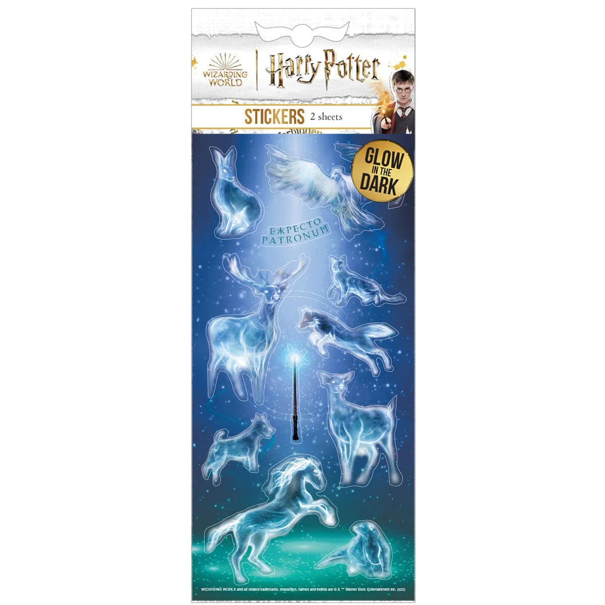 Stickers Harry Potter phosphorescents, silhouettes de Patronus cerf, loutre, lièvre et phénix