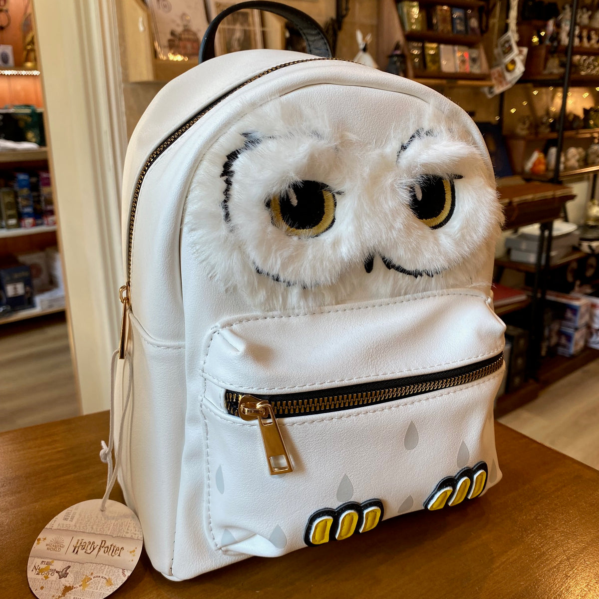 Mini sac à dos Harry Potter Hedwige effet peluche avec yeux brodés en relief