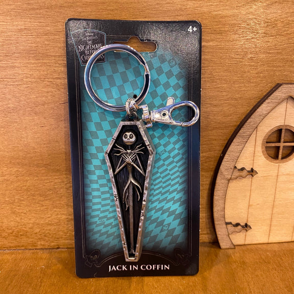Porte-clés en métal Jack Skellington allongé dans son cercueil, L'Étrange Noël de Monsieur Jack