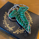 Broche Feuille de la Lórien, réplique émaillée verte du Seigneur des Anneaux