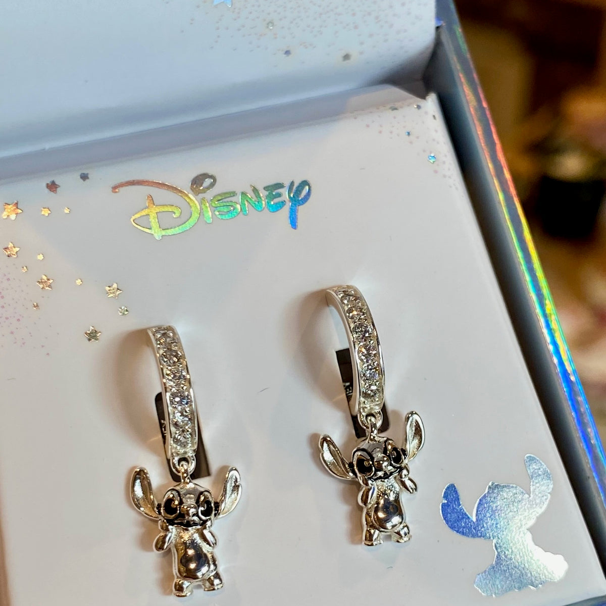 Boucles d'oreilles Disney Stitch en argent massif 925, demi-créoles serties d'oxydes de zirconium