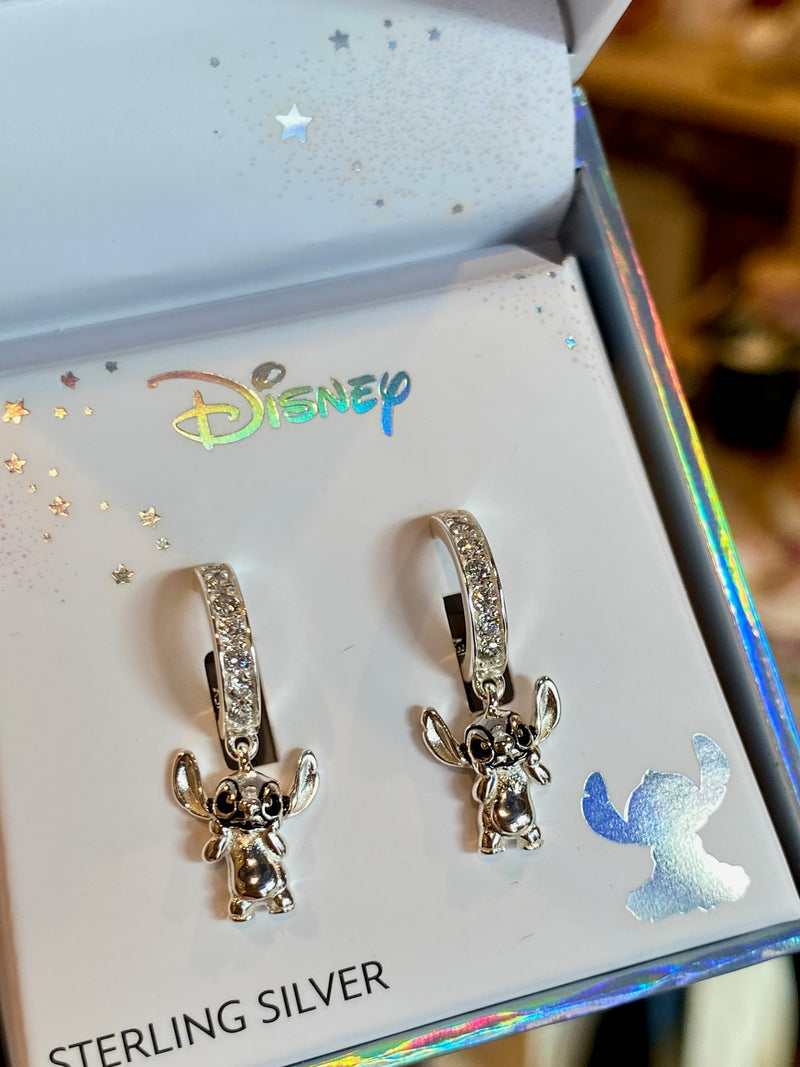 Boucles d'oreilles Disney Stitch en argent massif 925, demi-créoles serties d'oxydes de zirconium
