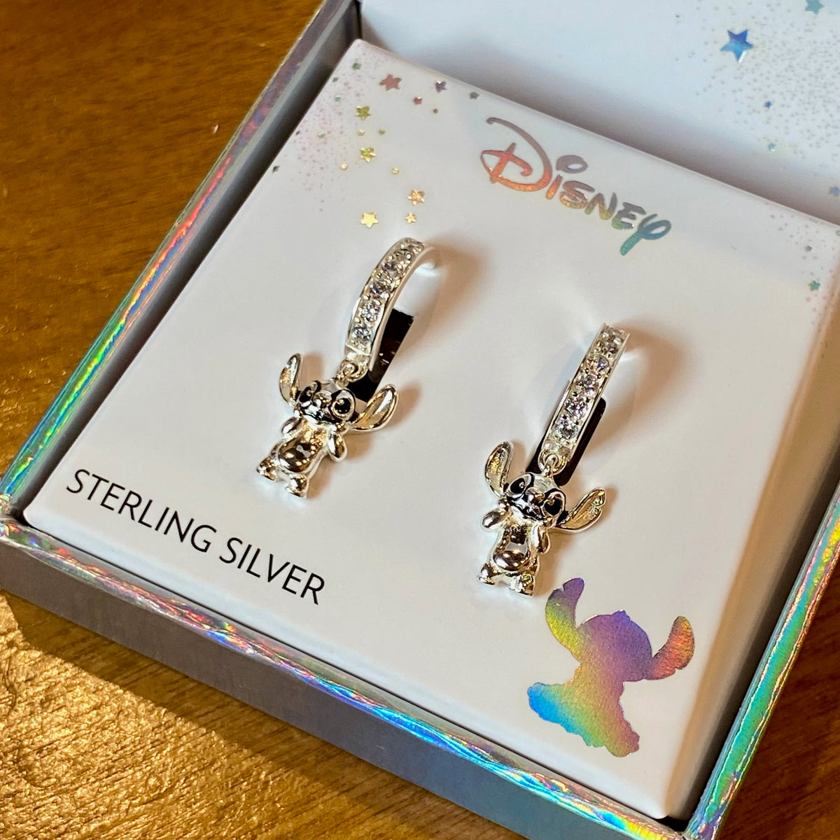 Boucles d'oreilles Disney Stitch en argent massif 925, demi-créoles serties d'oxydes de zirconium
