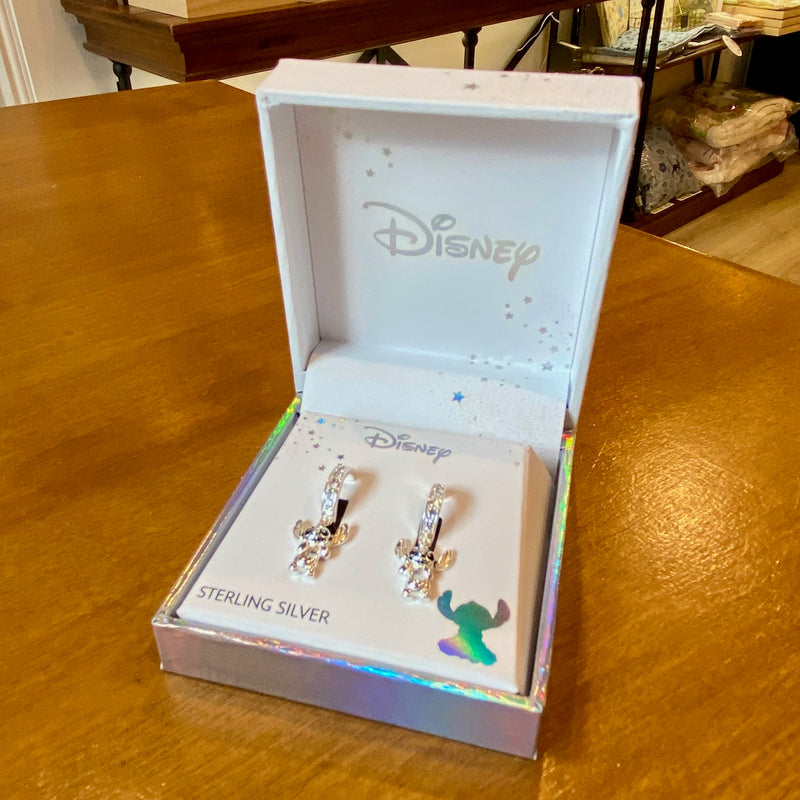 Boucles d'oreilles Disney Stitch en argent massif 925, demi-créoles serties d'oxydes de zirconium
