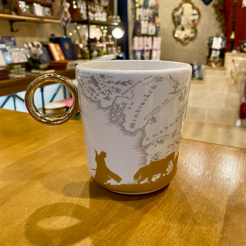 Mug Le Seigneur des Anneaux avec carte de la Terre du Milieu et anse 3D Anneau Unique