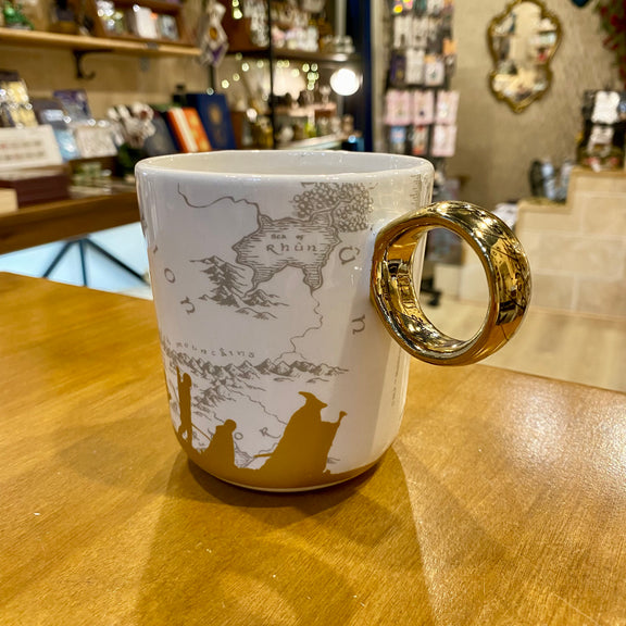 Mug Le Seigneur des Anneaux avec carte de la Terre du Milieu et anse 3D Anneau Unique