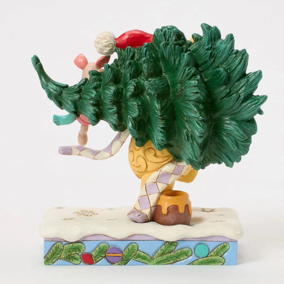 Figurine Disney Traditions Jim Shore Winnie l'Ourson et Porcinet de Noël portant un sapin
