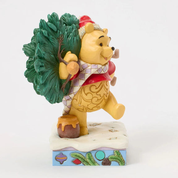 Figurine Disney Traditions Jim Shore Winnie l'Ourson et Porcinet de Noël portant un sapin