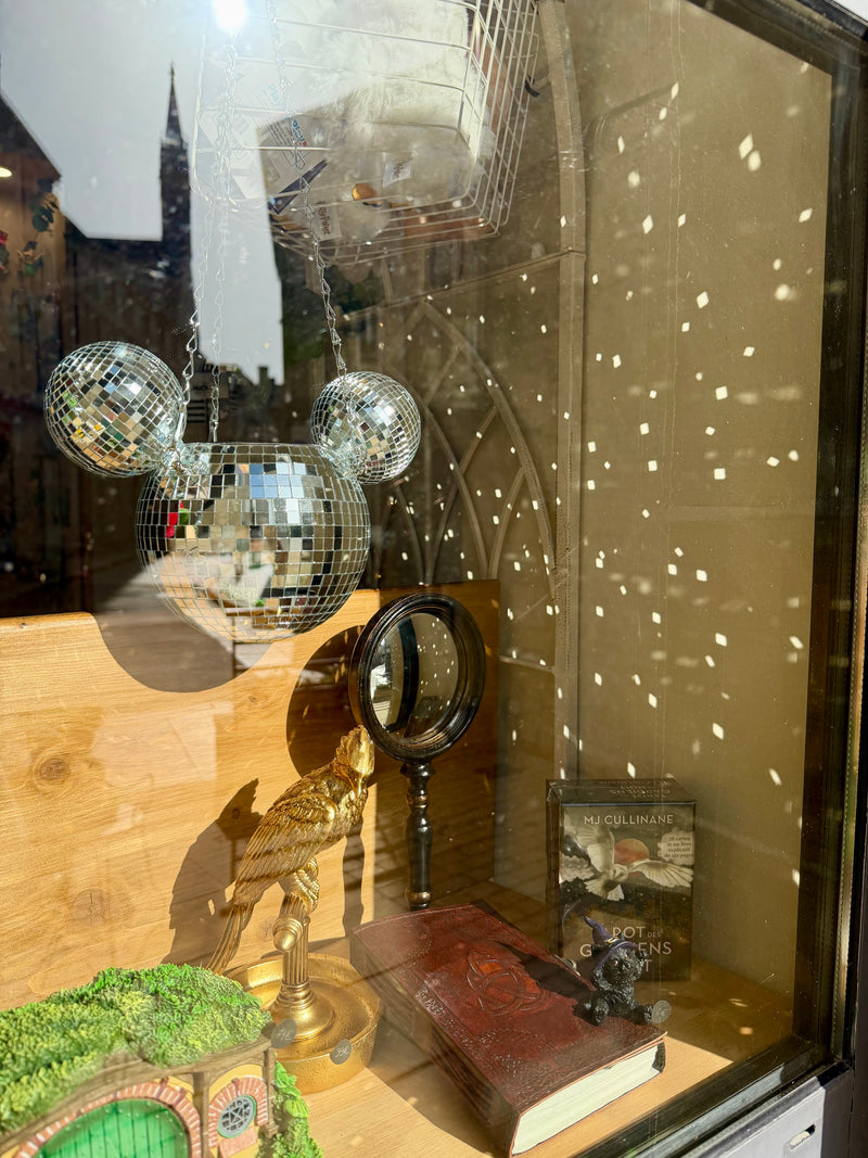 Pot de fleur suspendu Disney Mickey style boule à facettes à finition miroir argentée, deux tailles