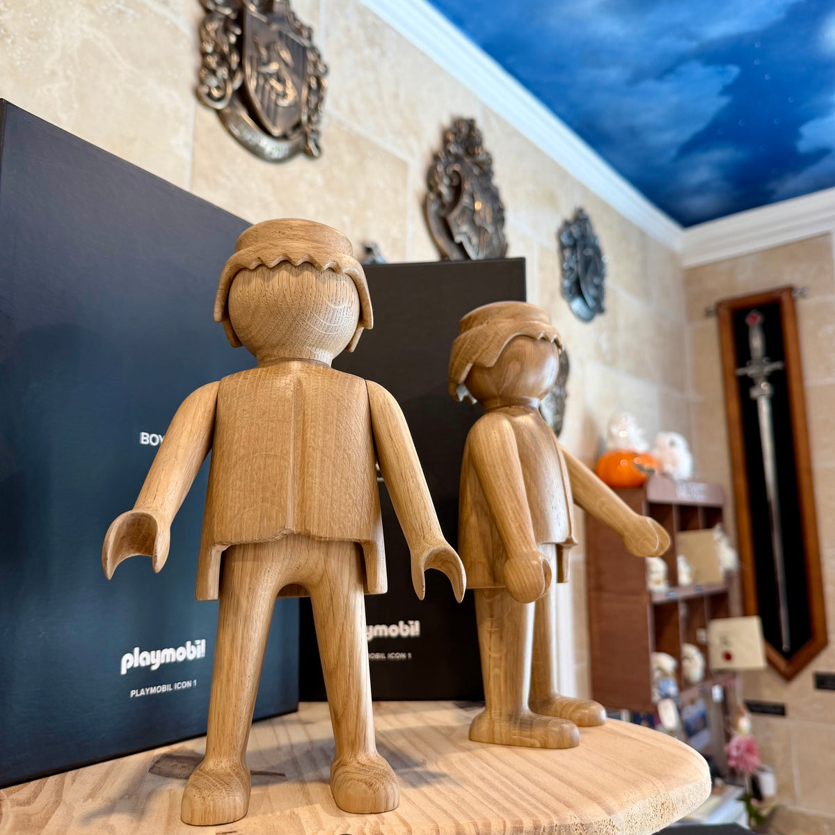 Figurine Playmobil grand modèle en chêne blanc européen Boyhood, objet décoratif haut de gamme