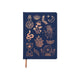 Carnet Designworks Ink à couverture en daim végétalien bleu nuit ornée de symboles mystiques dorés