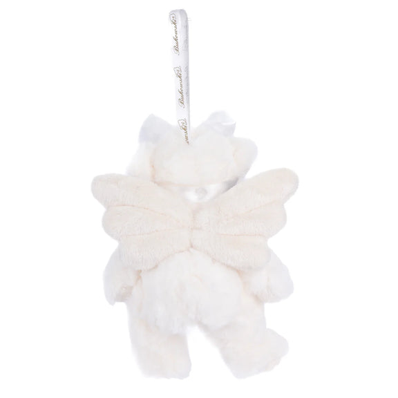 Peluche Bukowski Kaitlyn, ourson crème de 18 cm avec ailes d'ange et nœud en satin blanc