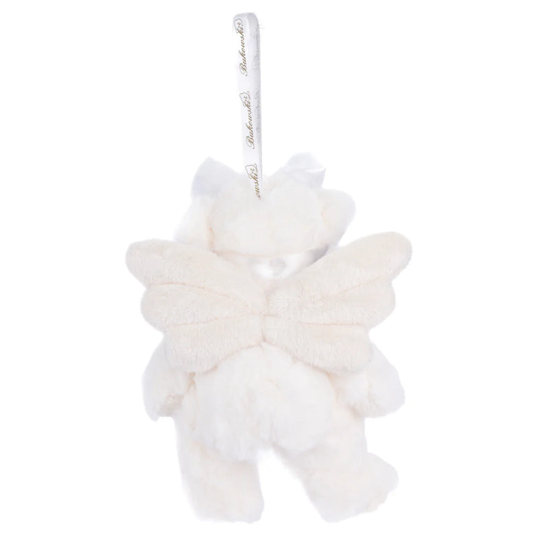 Peluche Bukowski Kaitlyn, ourson crème de 18 cm avec ailes d'ange et nœud en satin blanc