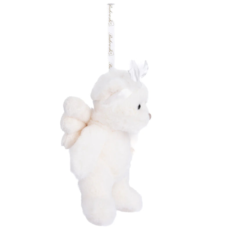 Peluche Bukowski Kaitlyn, ourson crème de 18 cm avec ailes d'ange et nœud en satin blanc