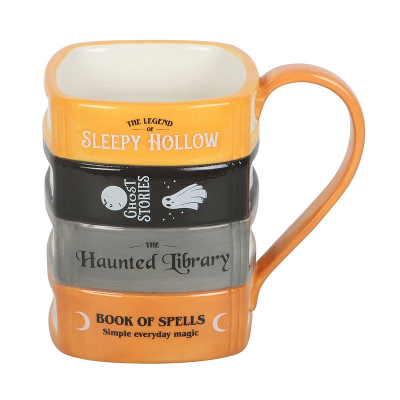 Mug Haunted Library en forme de quatre livres empilés noir, gris et orange, 600 ml, Halloween