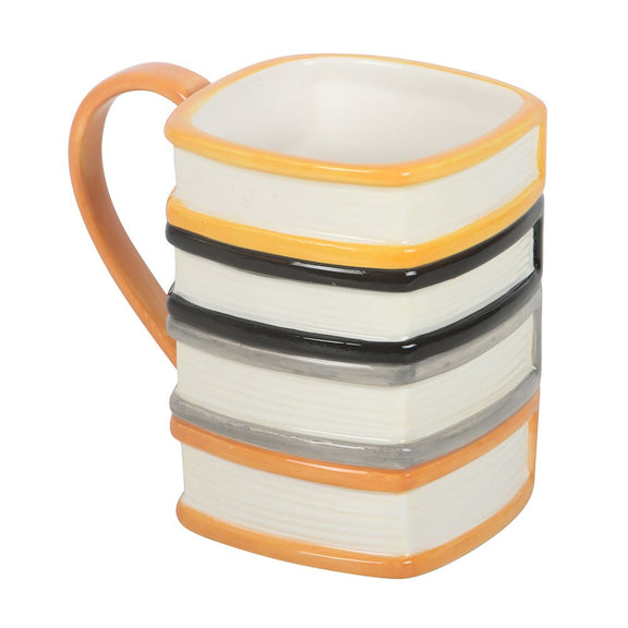 Mug Haunted Library en forme de quatre livres empilés noir, gris et orange, 600 ml, Halloween