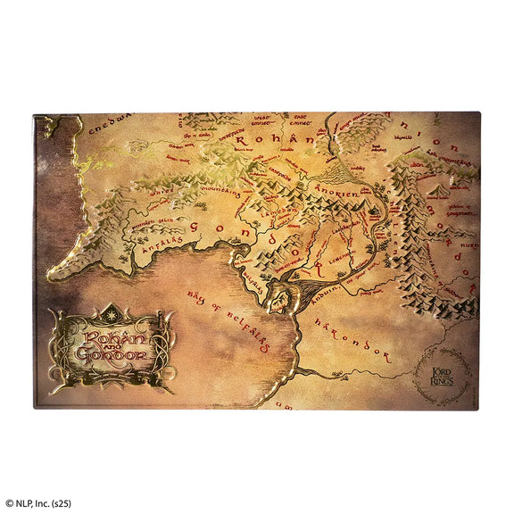Plaque murale en aluminium embossé avec carte du Rohan et du Gondor, Seigneur des Anneaux