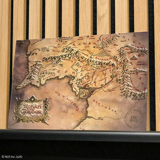 Plaque murale en aluminium embossé avec carte du Rohan et du Gondor, Seigneur des Anneaux