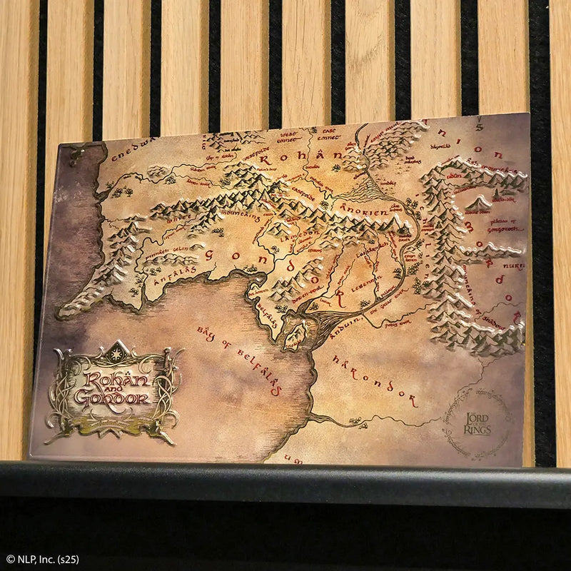 Plaque murale en aluminium embossé avec carte du Rohan et du Gondor, Seigneur des Anneaux