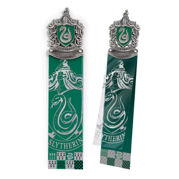Marque-page Harry Potter Serpentard Noble Collection avec blason en métal émaillé vert et argent