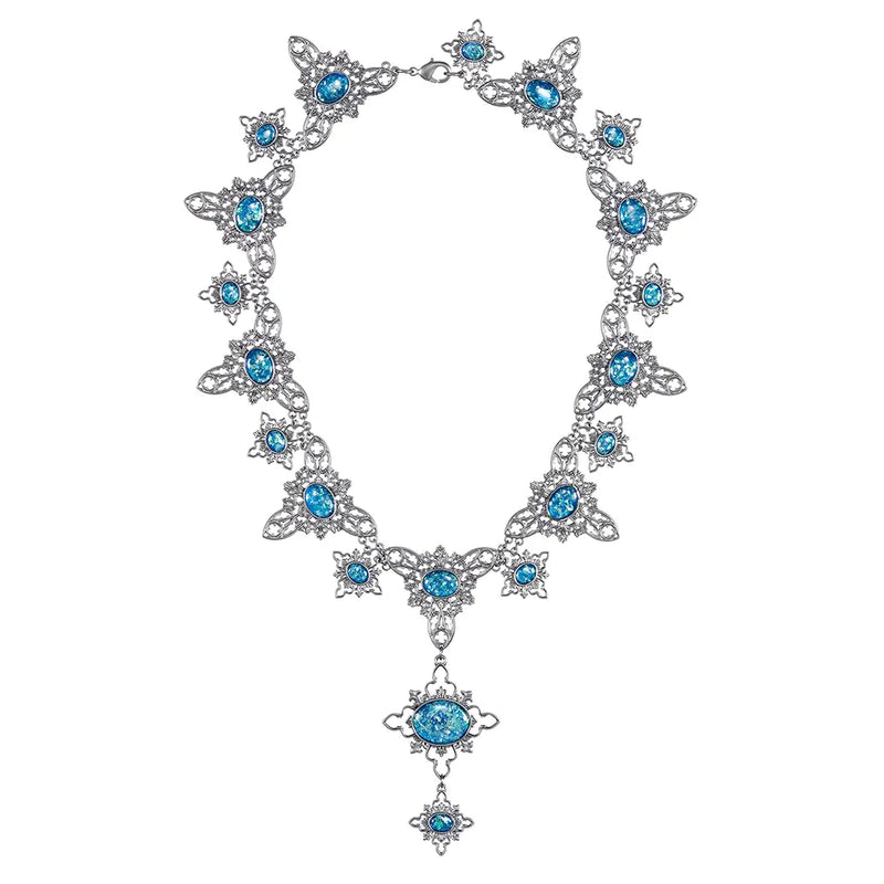 Réplique Collier d'Opale maudit Harry Potter Noble Collection, 20 pierres bleues sur argent vieilli